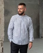 Сорочка із суміші льону та бавовни в смужку індиго